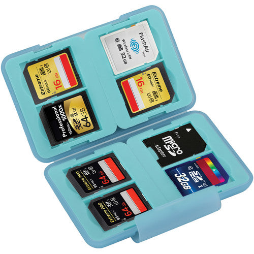 Ruggard Memory Card Case for 8 SD Cards (Light Blue)