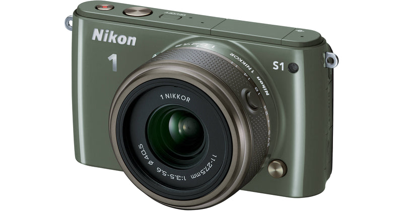 Nikon 1 S1 Mirrorless Digital Camera with 11-27.5mm Lens - Khaki