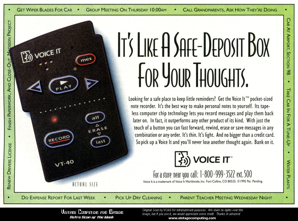 Voice It vt-40 Personal Note Recorder - Used